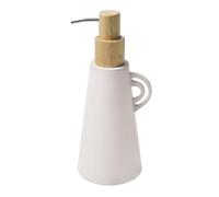 Dispenser di Sapone Biologico Spirella con Pompa, in gres, 450 ml, per Un Bagno Elegante e Pratico dal Design Moderno e Naturale, Écru, Acacia O Legno, Écru