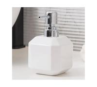 Dispenser Di Sapone, Bottiglia con pompa manuale da appoggio contenitore in ceramica di plastica quadrata lozione 360 ml/12,6 once decorazione primaverile(White+silver Pump)