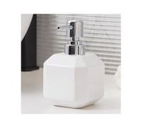 Dispenser Di Sapone, Bottiglia con pompa manuale da appoggio in plastica, contenitore in ceramica, lozione quadrata, arredamento moderno for il bagno(White+silver Pump)