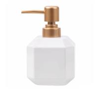Dispenser Di Sapone, Bottiglia con pompa manuale da appoggio in plastica, contenitore in ceramica, lozione quadrata, arredamento moderno for il bagno(White+gold Pump)