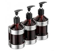 Dispenser di sapone, bottiglia manuale a pompa da parete, in acciaio inox 304, con supporto per shampoo, gel doccia, bagno, cucina (3 bottiglie)