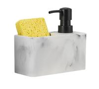 Dispenser Di Sapone, con spugna Caddy Pompa for stoccaggio da cucina superficie in marmo Supporto for pressa di grande capacità for lavello Bagno Decorazione primaverile(White)