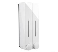 Dispenser di sapone da bagno a parete, dispenser per sapone liquido e gel doccia in plastica ABS a 3 camere, con capacità di 420 ml ciascuno, dispenser manuale per lozione (doppio bianco)