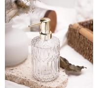 Dispenser di sapone da banco in vetro trasparente con pompa in plastica ABS, dispenser per lozioni in cristallo per lavello da cucina, dispenser di sapone liquido per mani (cristallo)