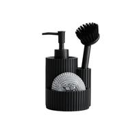Dispenser di sapone da cucina, bottiglia di ricambio for detersivo, spazzola for piatti, lavello, porta spugna 3 in 1, include spugna e spazzola(Black)