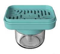 Dispenser di sapone da cucina con funzionamento a pressione, serbatoio in vetro da 280 ml e design trasparente per la valutazione visiva del livello di sapone (blu)