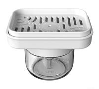 Dispenser di sapone da cucina con funzionamento a pressione, serbatoio in vetro da 280 ml e design trasparente per la valutazione visiva del livello di sapone (bianco)
