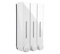 Dispenser di sapone da parete, 123 tazze, 420 ml, con tre scomparti per bagno, doccia e cucina, contenitore igienico in plastica per lozione e detersivo liquido (bianco triplo)