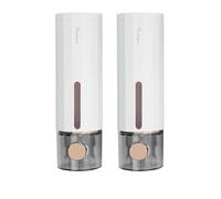 Dispenser di sapone da parete, 2 set di dispenser per sapone senza foratura, 450 ml, dispenser per bagnoschiuma, finestra trasparente, ideale per lavabo, gel doccia e disinfettante per le mani