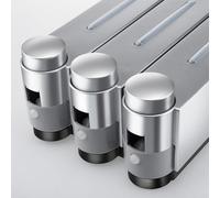 Dispenser di sapone da parete, 420 ml, dispenser per liquidi da bagno senza trapano, testa singola/doppia/tripla per gel doccia hotel (triplo argento)