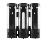 Dispenser di sapone da parete a tripla testa, nero, manuale, per gel doccia, hotel, casa, bagno, doccia, servizi igienici pubblici, scuole, ospedali, salvaspazio, materiale ABS (Triple)