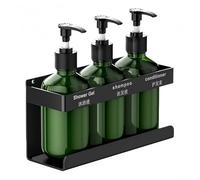 Dispenser di sapone da parete da 300 ml, bottiglia manuale a pompa con supporto per shampoo, gel doccia, sapone per piatti, montaggio sicuro e ricarica facile per varie impostazioni (3 bottiglie)