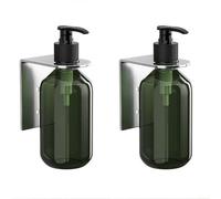 Dispenser di sapone da parete da 300 ml, dispenser manuale per sapone da bagno, doccia, gel shampoo, bottiglia con set di supporti (argento)