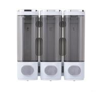 Dispenser di sapone da parete multi camera, per prodotti da doccia e bagno, bottiglia con pompa da 300 ml, design antiscivolo per un uso sicuro (bianco)