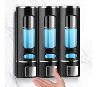 Dispenser di sapone da parete, set da 3 pezzi, 400 ml, dispenser per sapone da parete, senza drilling, dispenser per detersivi per lavandini, bagni e bagni