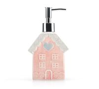 Dispenser di sapone, dispenser di sapone in ceramica con pompa argentata, design decorativo a forma di casa rosa, dispenser di sapone liquido per bagno, cucina di alta qualità, come regalo per donne,
