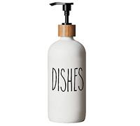 Dispenser di sapone, dispenser di sapone per lavello della cucina. Dispenser di sapone per le mani in vetro, decorazione moderna in stile rustico per bagno, lavello della cucina (piatti bianchi)