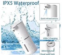 Dispenser di sapone Erogatore Automatico 380ml USB Sensore Infrarossi Mani Bagno