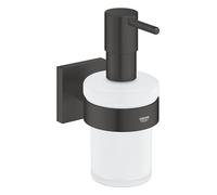 Dispenser di sapone GROHE Start Cube QuickFix con supporto (materiale: vetro e metallo, quantità di riempimento 160 ml, con viti e tasselli), 158 mm, con GROHE QuickGlue, nero opaco, 410982430