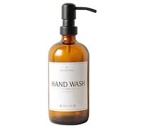 Dispenser di sapone in barattolo da pinta in vetro ambrato 1pack, bottiglie boston spesse da 500 ml Pompa, dispenser sapone liquido con etichetta impermeabile per bagno lozione di oli essenziali