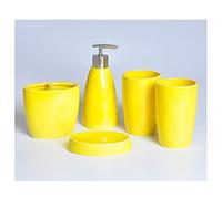 Dispenser di sapone in ceramica, 4 pezzi, dispenser di sapone per la casa e il bagno, articoli da toeletta cosmetici, bottiglia per lozioni, tazza per collutorio, portaspazzolino, portasapone