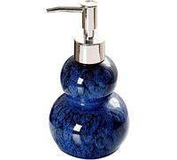 Dispenser di sapone in ceramica colorata con pompa, flacone ricaricabile da 330 ml for lozione e shampoo for doccia, mobile bagno, 8,5x16,5 cm, 1 pezzo(Blue)