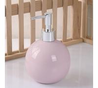 Dispenser di sapone in ceramica per bagno, cucina, doccia, rotondo, decorativo, moderno, minimalista, ricaricabile, per sapone liquido, shampoo, lozioni, rosa