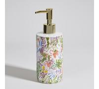 Dispenser di sapone in maiolica con motivo vegetale multicolore