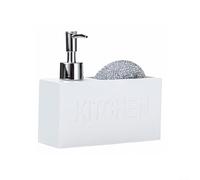 Dispenser di sapone in resina con supporto per spugna, bottiglia a pompa manuale da 280 ml, per lavello da cucina e bagno, salvaspazio, 2 in 1, per organizer per cadaveri, nero o bianco (bianco)