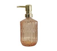 Dispenser di sapone in vetro con pompa dorata, dispenser per liquidi da 425,2 g, ricaricabile, dispenser di sapone per lozioni, piatti, per decorazioni moderne per la casa, bagno, cucina, hotel (ambra
