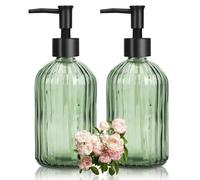 Dispenser di sapone in vetro con pompa in plastica, dispenser di sapone per le mani per lavaggio delle mani, dispenser per lozione per detersivo per piatti, gel doccia (verde)