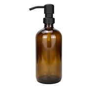 Dispenser di sapone in vetro da 500 ml in vetro spesso ambrato con pompa in acciaio inossidabile Dispenser di sapone liquido per bagno, arredamento da cucina