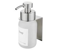 Dispenser di sapone in vetro, da parete, per cucina e bagno, erogatore a pompa in acciaio inox per sapone liquido, senza fori, 250 ml (gelo/argento)