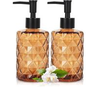 Dispenser di sapone in vetro marrone, confezione da 2/325 ml, dispenser per sapone liquido, per lavello da cucina e bagno, set di dispenser per detersivi, bottiglie di sapone per lozione, con pompa
