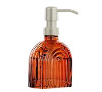 Dispenser di sapone in vetro per cucina e bagno, liquido per lavare le mani, detersivo per piatti, shampoo e lozioni in stile fattoriale (1, vetro marrone con champagne, 10,2 x 5 x 16,5 cm)