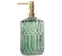 Dispenser di Sapone in Vetro Transparent Verde Ricaricabile 400ml Liquido Lavamani Dispenser Sapone Realizzato in Vetro per Detersivo per Piatti, Lozione Shampoo