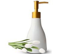 Dispenser di sapone liquido da 280 ml per bagno con pompa dorata, dispenser di sapone per piatti per lavello da cucina, dispenser per lozioni da banco ricaricabile, dispenser di sapone per le mani in