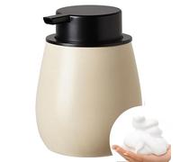 Dispenser di sapone liquido, dispenser di sapone in ceramica con pompa color oro rosa, ricaricabile, per cucina, casa, bagno, decorazione moderna (pompa beige-nera)