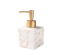 Dispenser di sapone liquido in ceramica con pompa for il piano lavoro del bagno e l'ufficio della cucina, dispenser for le mani in porcellana strisce marmo oro nordico, bottiglia decorativa(White)