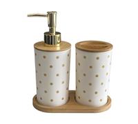 Dispenser di sapone liquido in plastica da 320 ml, portaspazzolino con vassoio, set di organizer for bagno, contenitore da banco for lavello e cucina(White3)