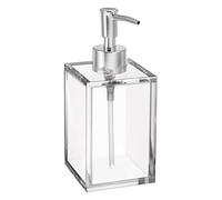 Dispenser di sapone liquido ricaricabile in acrilico trasparente con pompa in acciaio inossidabile antiruggine, moderno dispenser di sapone quadrato da bagno | 12 oz, 1 confezione