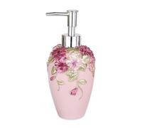 Dispenser di sapone liquido vintage con fiori 3D da appoggio, dispenser per sapone liquido, bottiglia per bagno e cucina, dispenser di sapone liquido per le mani (rosa)