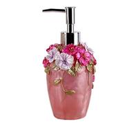 Dispenser di sapone liquido vintage con fiori 3D da appoggio, dispenser per sapone liquido, bottiglia per bagno e cucina, dispenser di sapone liquido per le mani (Rot)