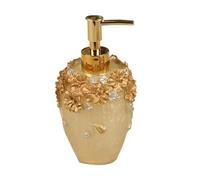 Dispenser di sapone liquido vintage con fiori 3D da appoggio, dispenser per sapone liquido, bottiglia per bagno e cucina, dispenser di sapone liquido per le mani (oro)