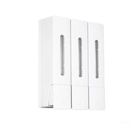 Dispenser di sapone manuale a 3 scomparti, 400 ml, bianco | Design da parete salvaspazio, 3 camere separate, adatto per shampoo, balsamo, bagnoschiuma, arredamento moderno per il bagno