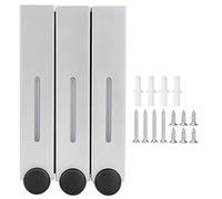 Dispenser di sapone manuale a parete 420MLx3 camere trasparenti per saponi liquidi shampoo gel doccia plastica ABS bagno forniture da (Argento Nero)