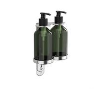 Dispenser di sapone manuale da parete con supporto in acciaio inox per shampoo, gel doccia, bagnoschiuma, verde, 300 ml (2 bottiglie)