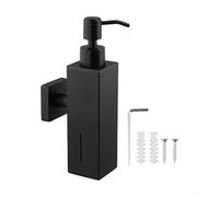 Dispenser di sapone manuale in acciaio inox per hotel, montaggio a parete, stile quadrato, per bagni (nero)