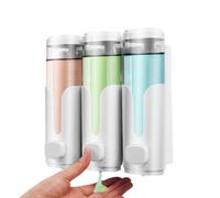 Dispenser di sapone manuale - ricaricabile, supporto a prova di perdite per 3 bottiglie, doccia bagno e cucina, design, set di ricarica facile da usare, organizzazione sanitaria per la