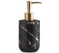 Dispenser di sapone nero e oro, 300 ml, lussuoso flacone di sapone per le mani con pompa in plastica oro, dispenser di sapone liquido in ceramica per bagno, cucina, sapone per piatti, lozioni, sapone